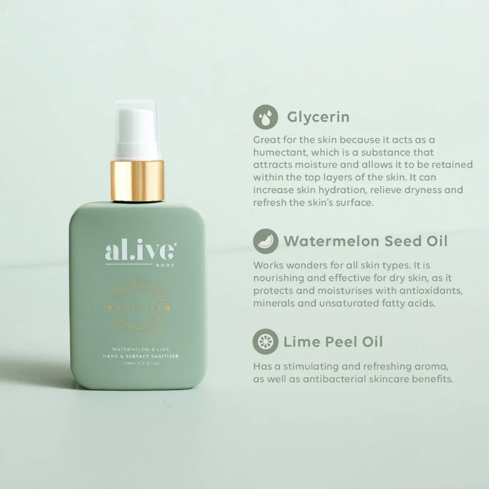 Al.ive | Hand Sanitiser Spray - Watermelon & Lime 100ml - Image 3