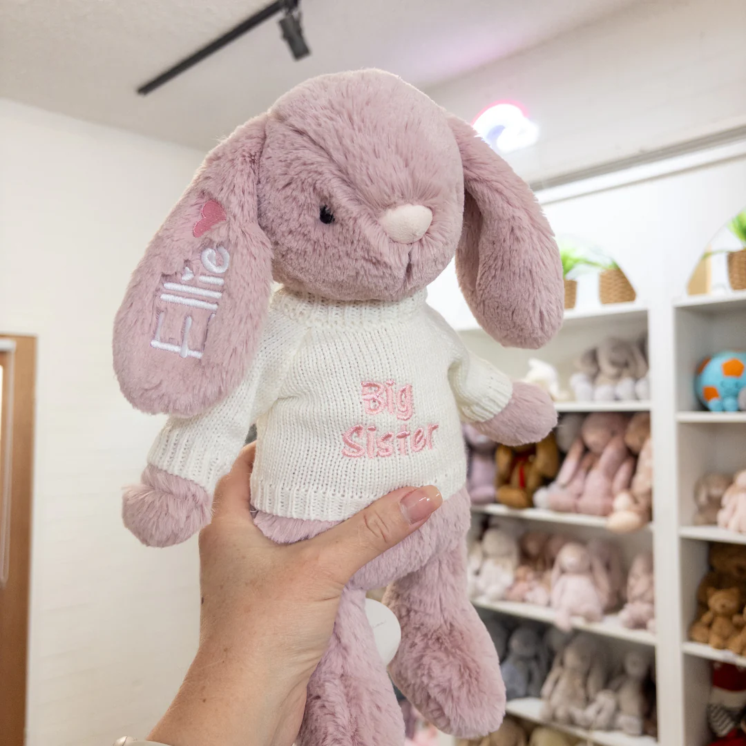 Big Sister Bunny & Jumper - Powder Pink 30cm - Image 3