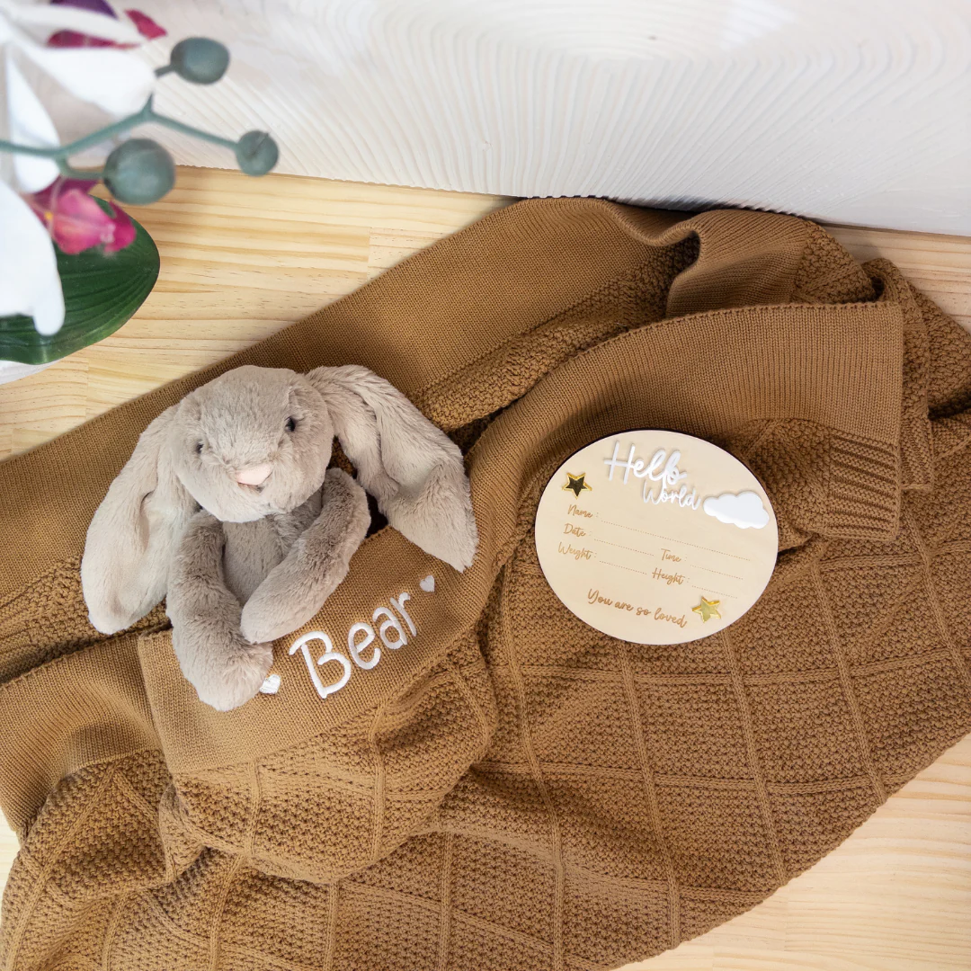 Birth Announcement Plaque - Hello World Round (14cm) - Image 3