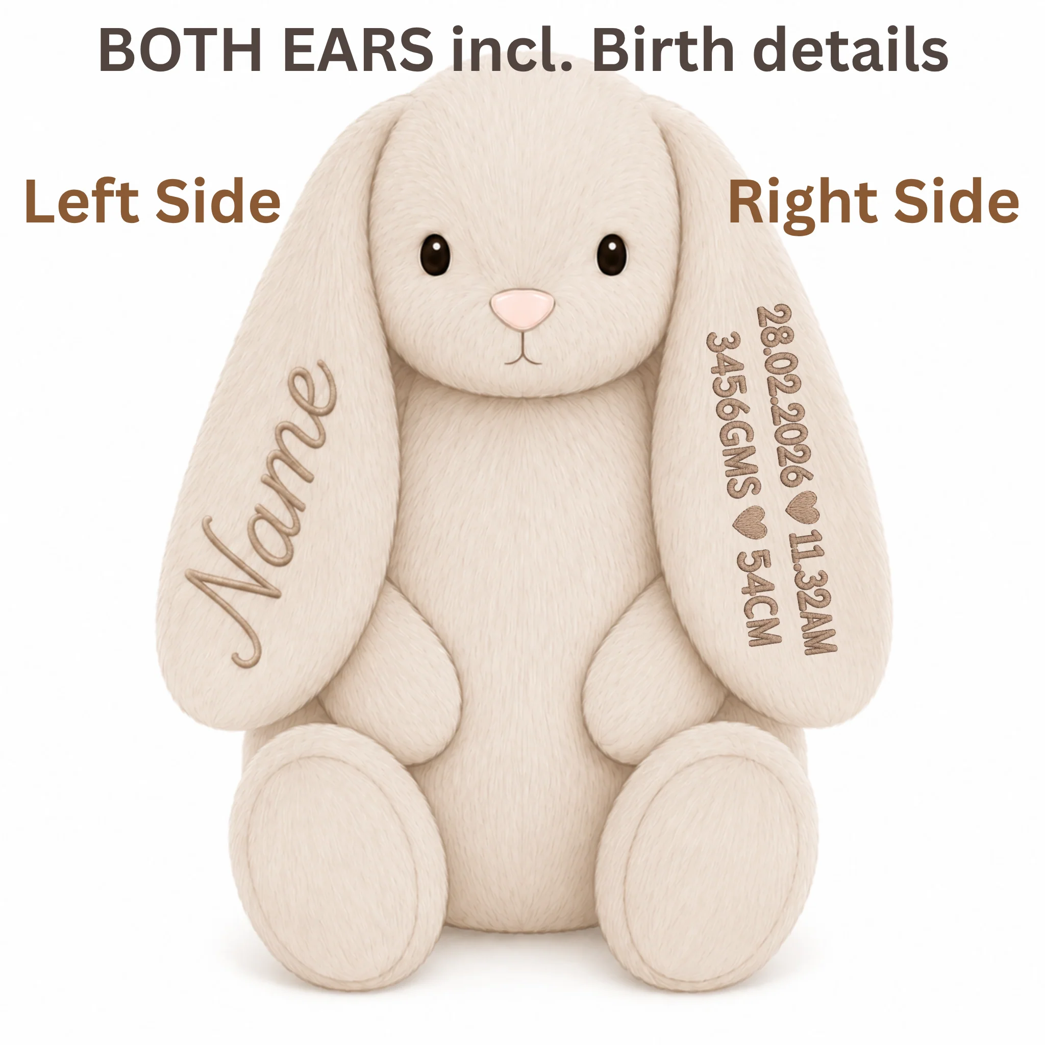 Bunny - Both Ears incl. Full Birth Details (+$25)