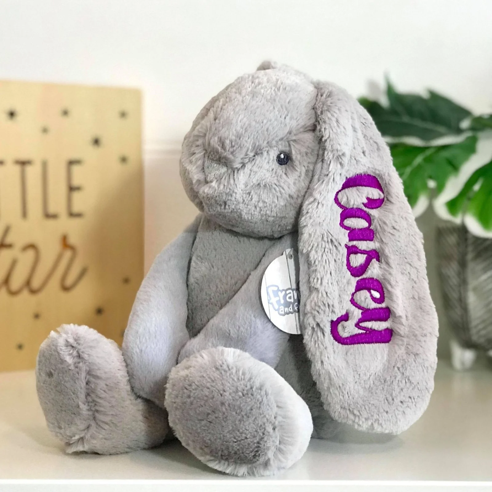 Personalised Large Frankie Bunny - Grey 39cm - Image 5