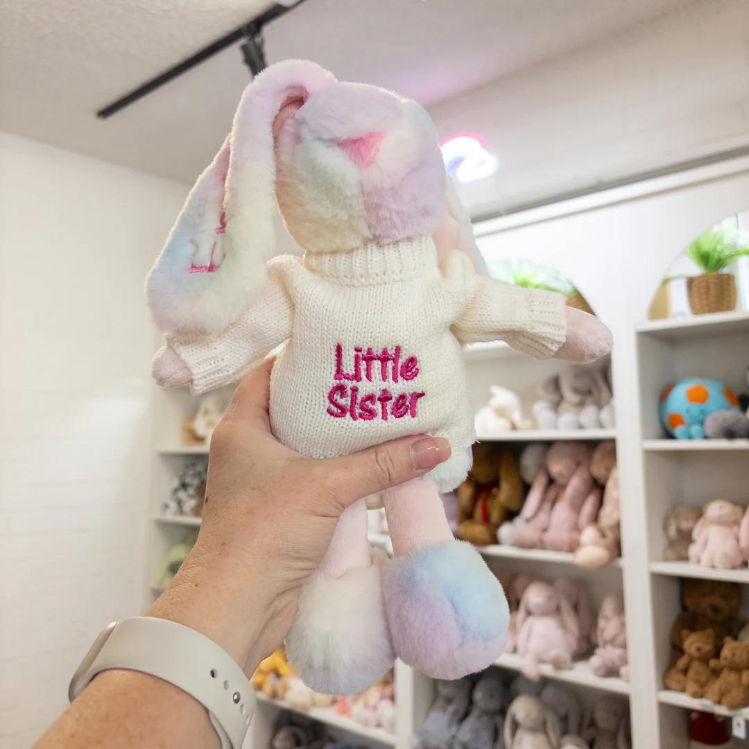 Little Sister Bunny & Jumper - Rainbow 25cm - Image 2