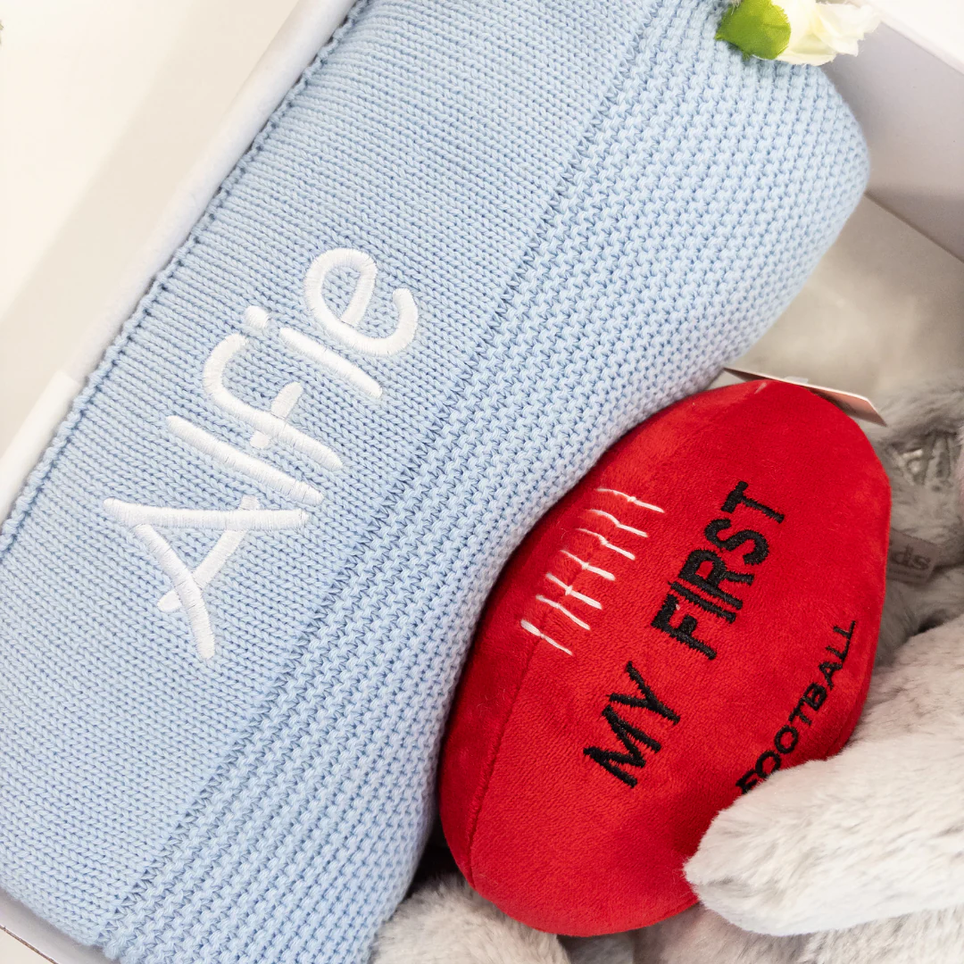 Personalised Bunny, Blanket & First Football Gift Hamper - Image 4