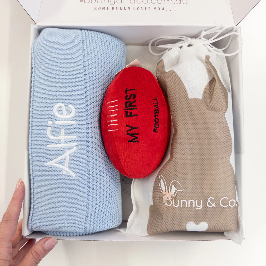 Personalised Bunny, Blanket & First Football Gift Hamper - Image 5
