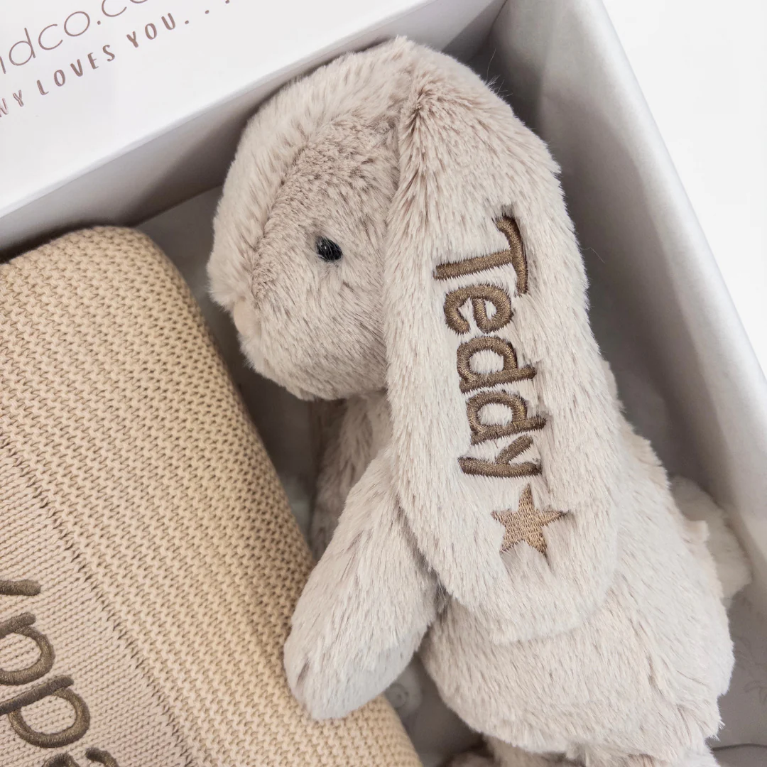 Personalised Bunny & Blanket Gift Hamper - Beige - Image 6