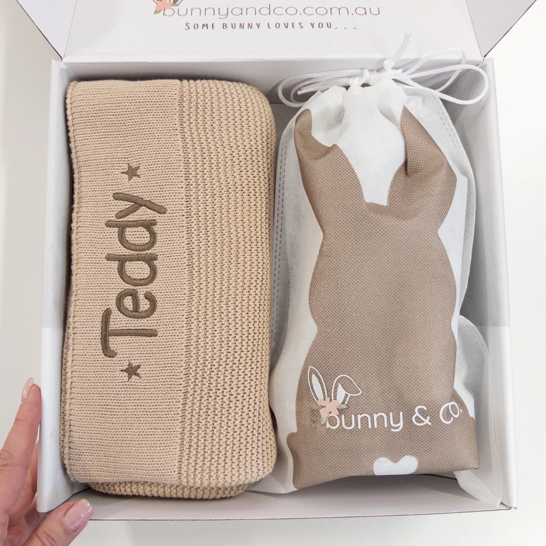 Personalised Bunny & Blanket Gift Hamper - Beige - Image 7