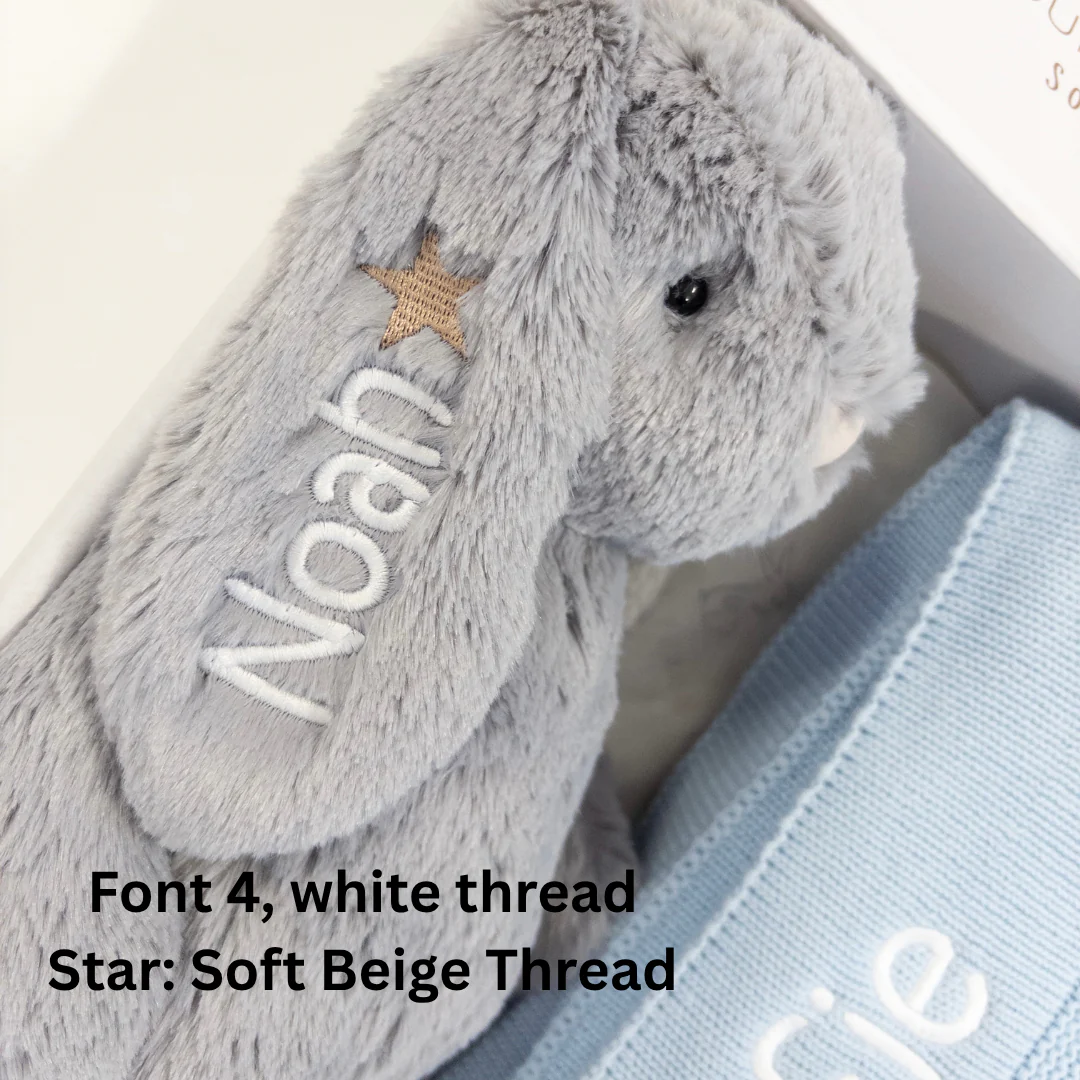 Personalised Bunny & Blanket Gift Hamper - Silver & Blue - Image 4
