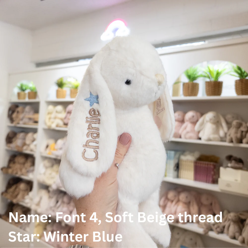 Personalised Marshmallow Bunny & Oatmeal Diamond Knit Blanket Baby Hamper - Image 9