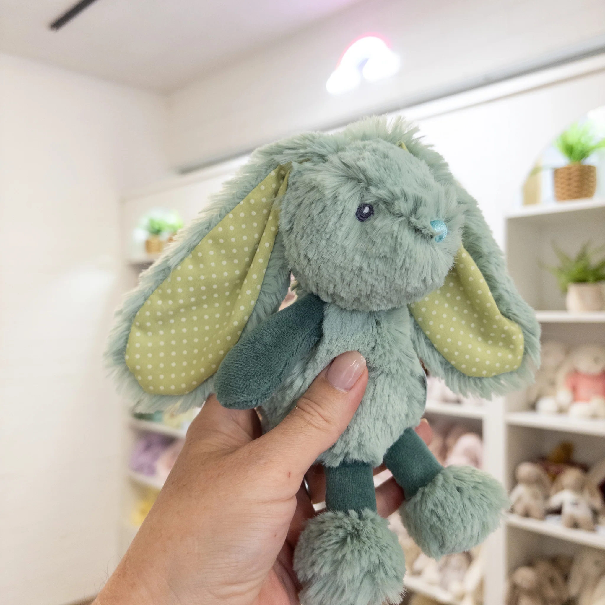 Personalised Tiny Spotty Bunnies 17cm - Forest Green