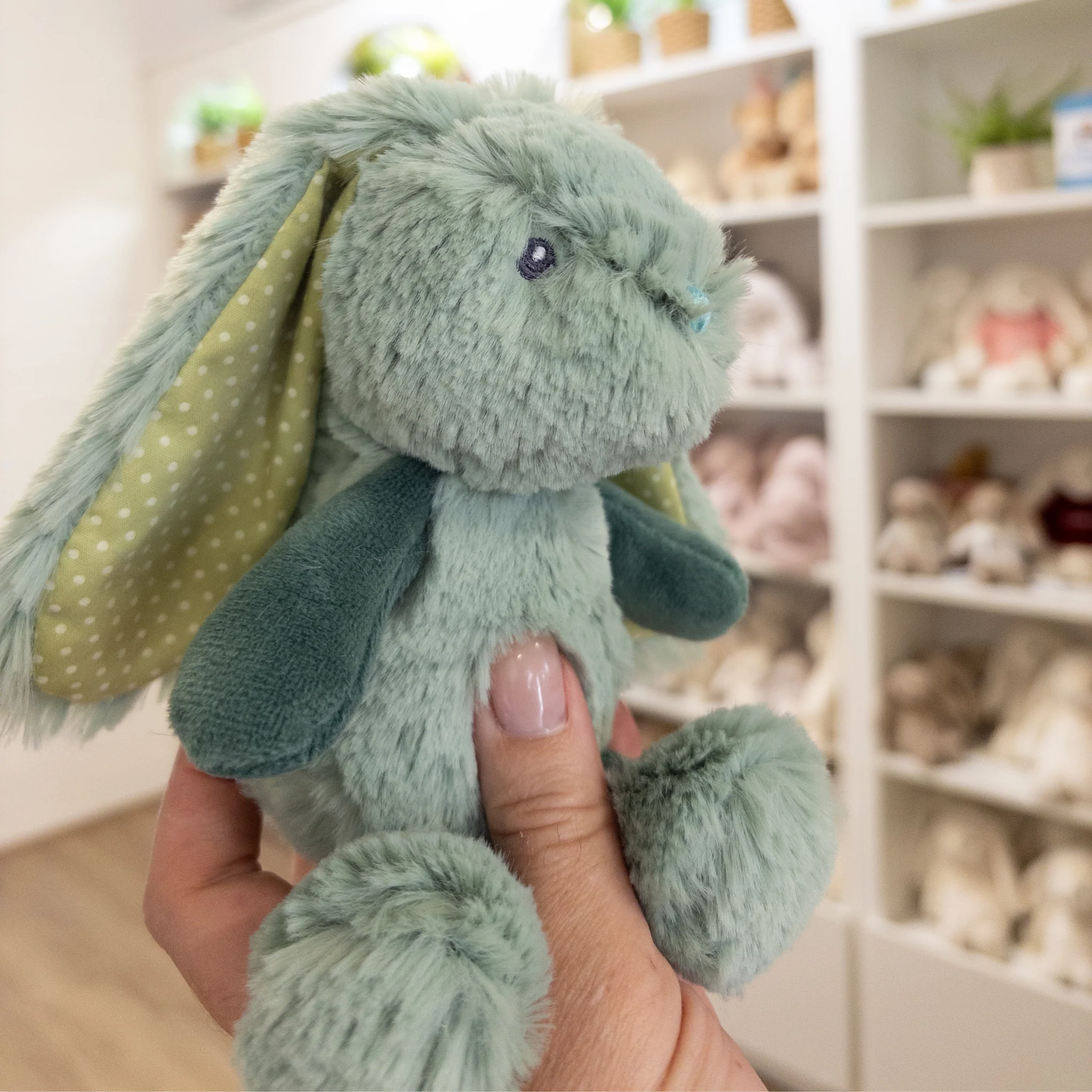 Personalised Tiny Spotty Bunnies 17cm - Forest Green - Image 3