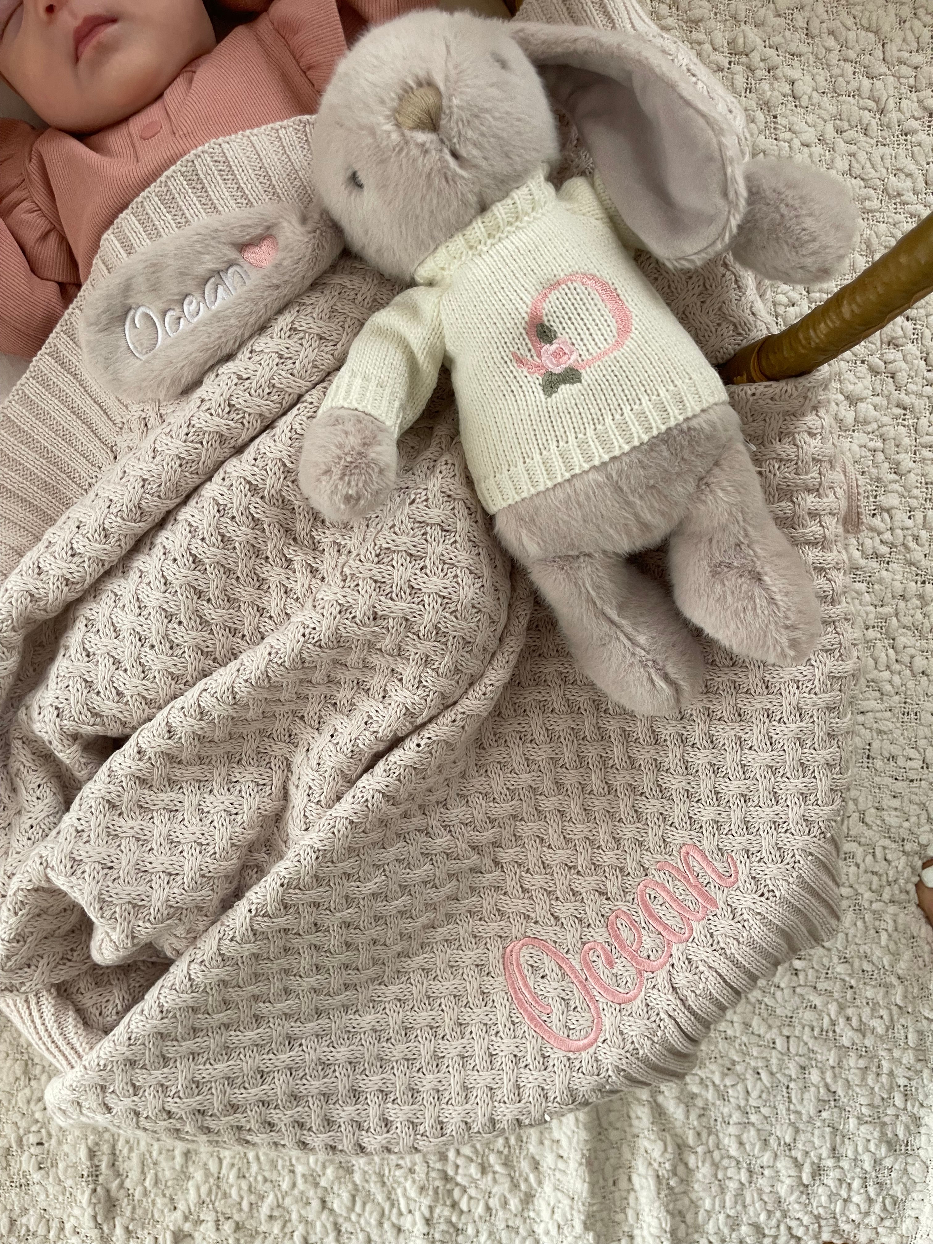 SAME-DAY Personalised Snuggle Bunny & Blanket Gift Box - Warm Grey - Image 4