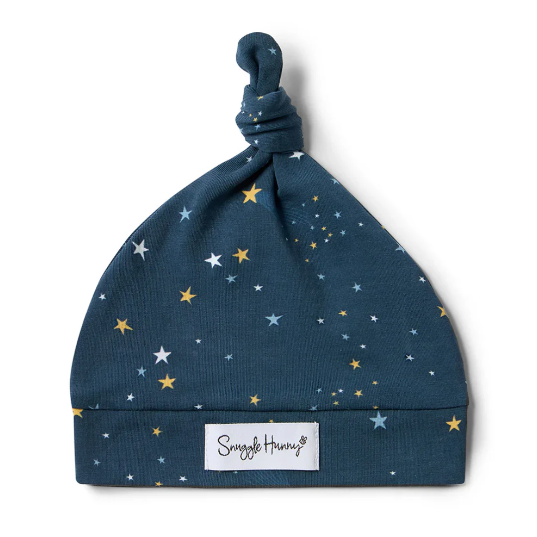 Snuggle Hunny Jersey Organic Knotted Beanie | Starry Night - Image 2