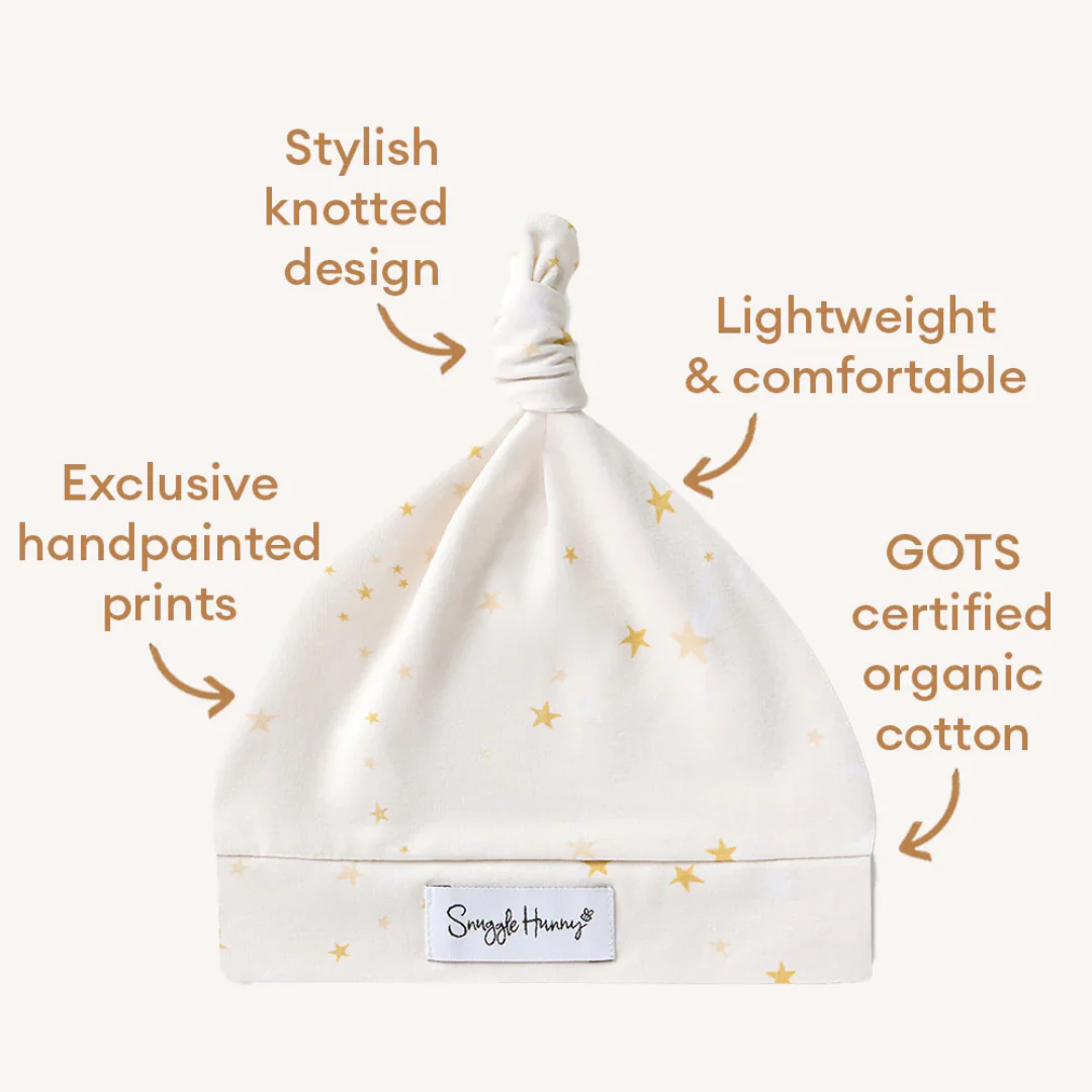 Snuggle Hunny Jersey Organic Knotted Beanie | Stardust - Image 3