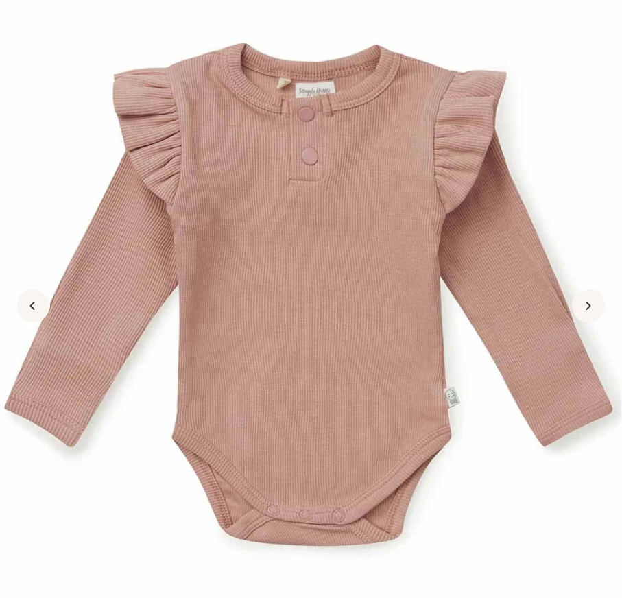 Snuggle Hunny Long Sleeve Organic Bodysuit - Rose - Image 2