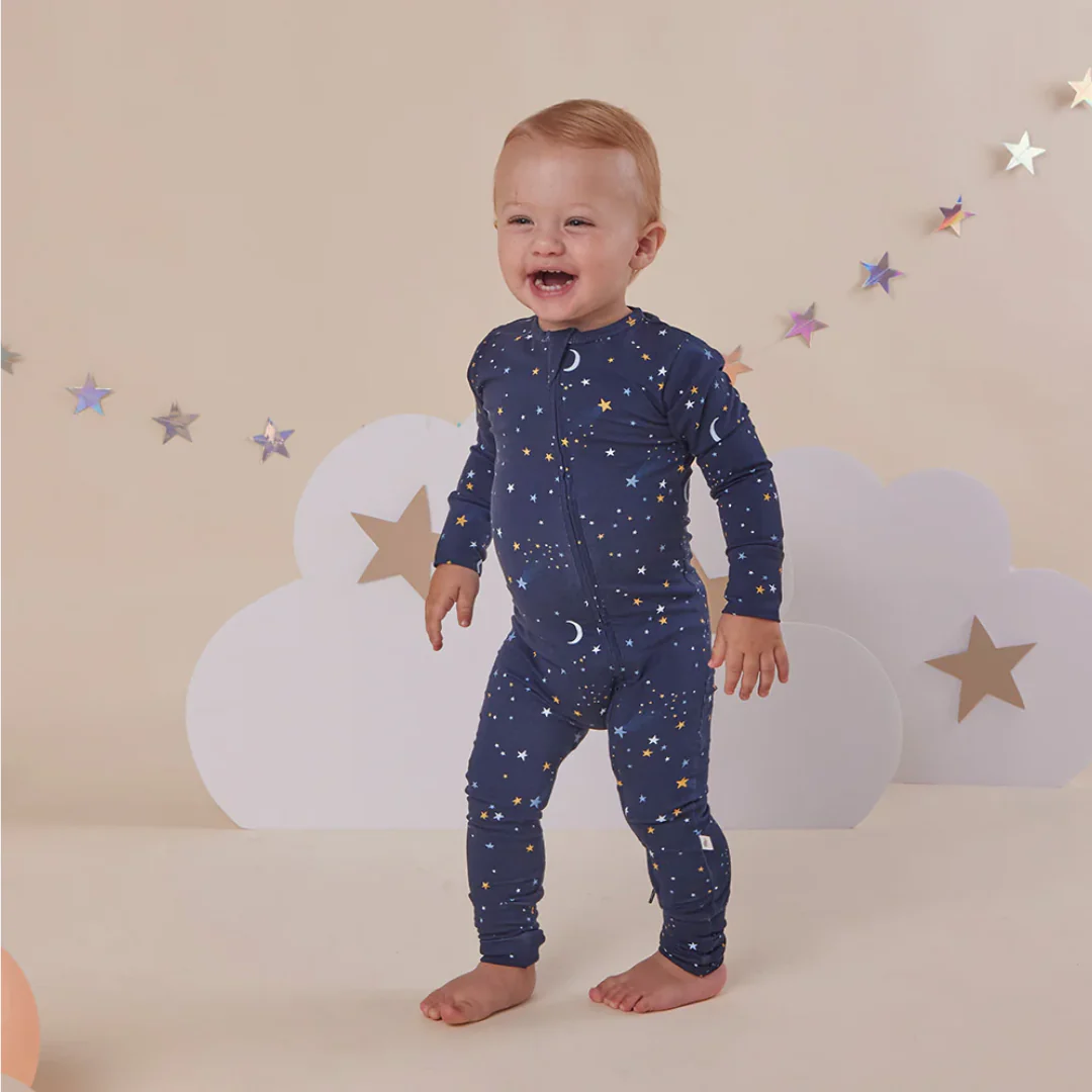 Snuggle Hunny Organic Snugglesuit Convertible Romper| Starry Night - Image 5