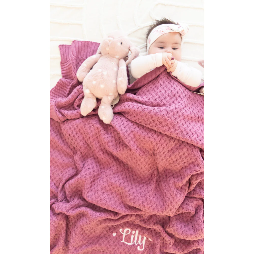 Snuggle Hunny - Personalised Knit Blanket | Mauve - Image 5