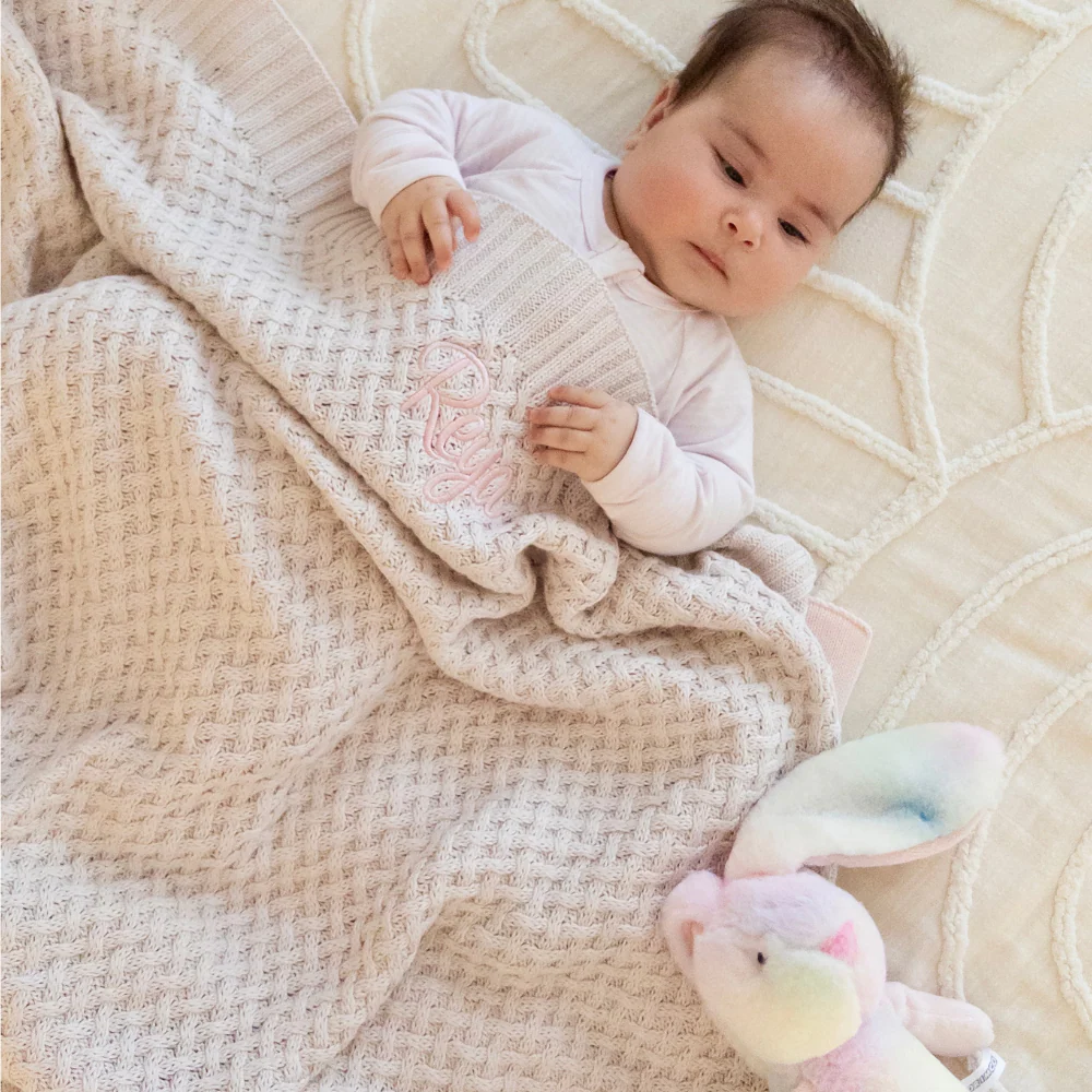 Snuggle Hunny - Personalised Knit Blanket | Warm Grey - Image 3
