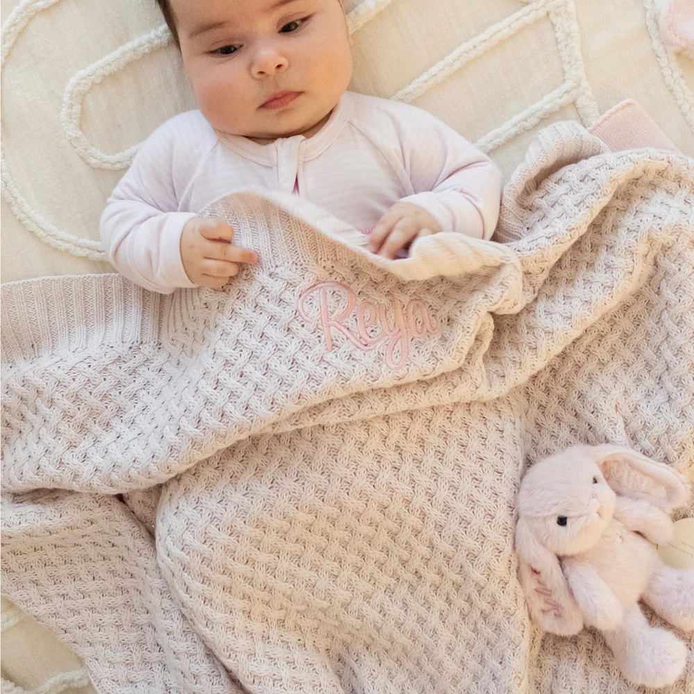 Snuggle Hunny - Personalised Knit Blanket | Warm Grey - Image 4